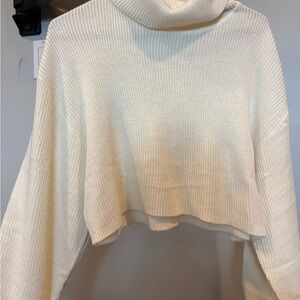 Women's Cream Turtleneck Sweater